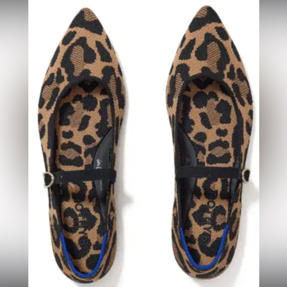 Rothy’s The Point Mary Jane II Leopard Print Flats